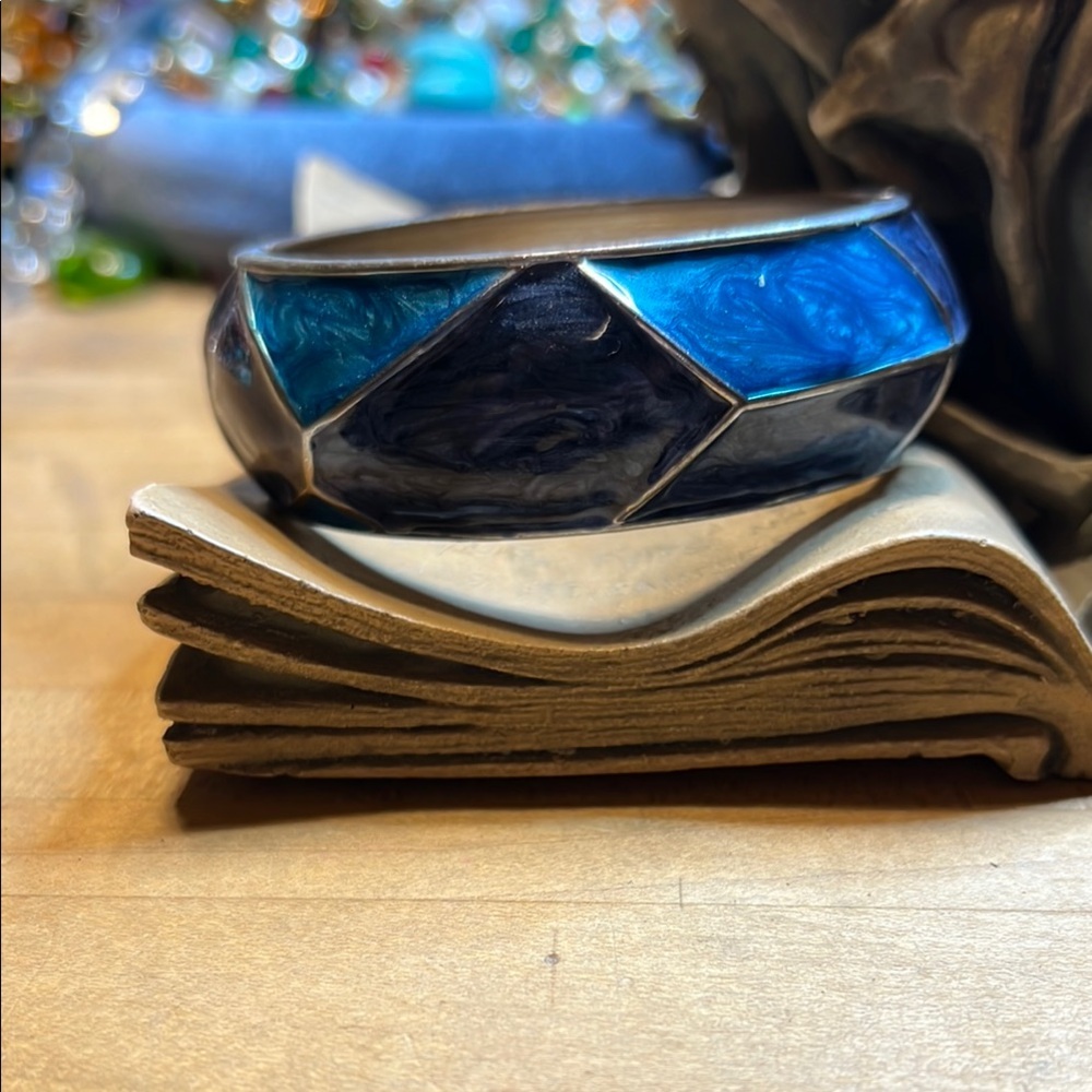 Blue Geometric Clamper Bracelet